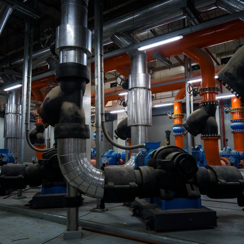 Engineer under checking the industry cooling tower air conditioner is water cooling tower air chille